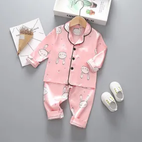 2-piece Rabbit Pattern Pajamas for Toddler Girl Children's clothing wholesale