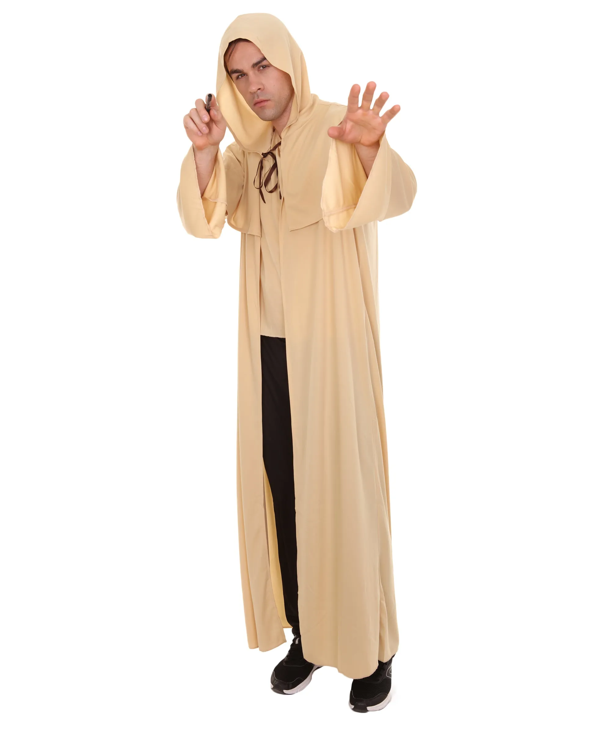 Adult Men's Wizard Robe Storybook & Fairytale Costume | Light Brown Halloween Costume