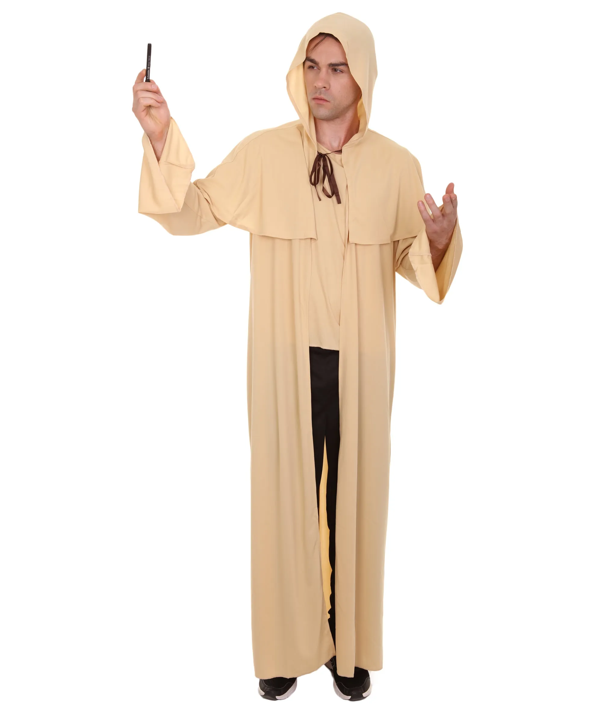 Adult Men's Wizard Robe Storybook & Fairytale Costume | Light Brown Halloween Costume