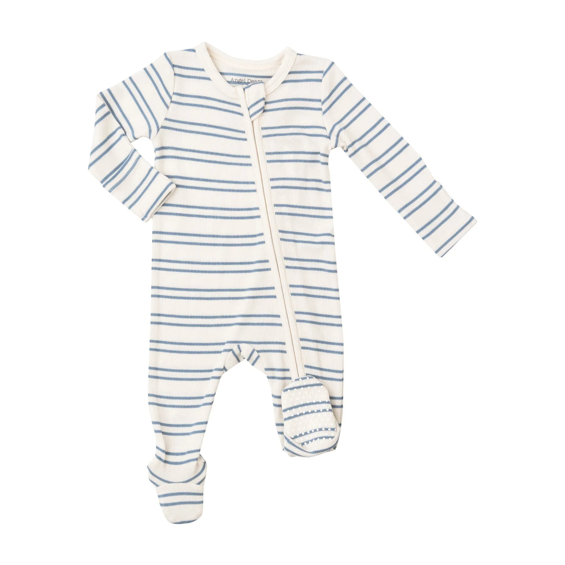 Anchor Stripe Rib Zipper Footie