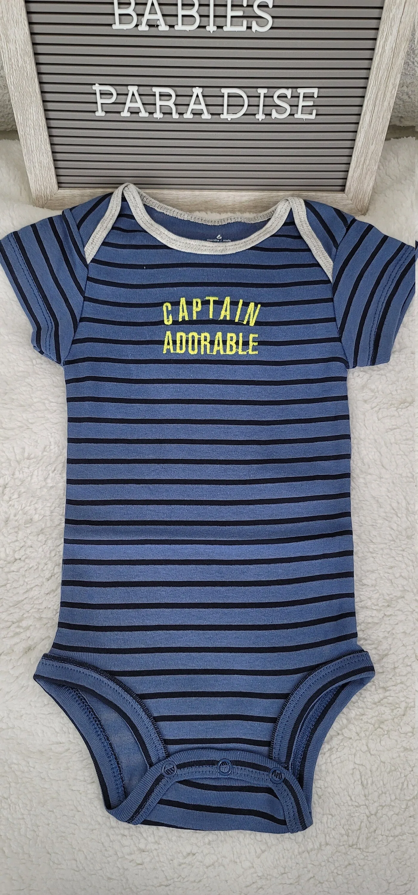 Baby Boy Onesie, Captain Adorable Design Onesie,  Black Stripes Blue Onesie, 6 month Baby Boy Onesie, Bodysuit, Babyshower Gift, Unisex