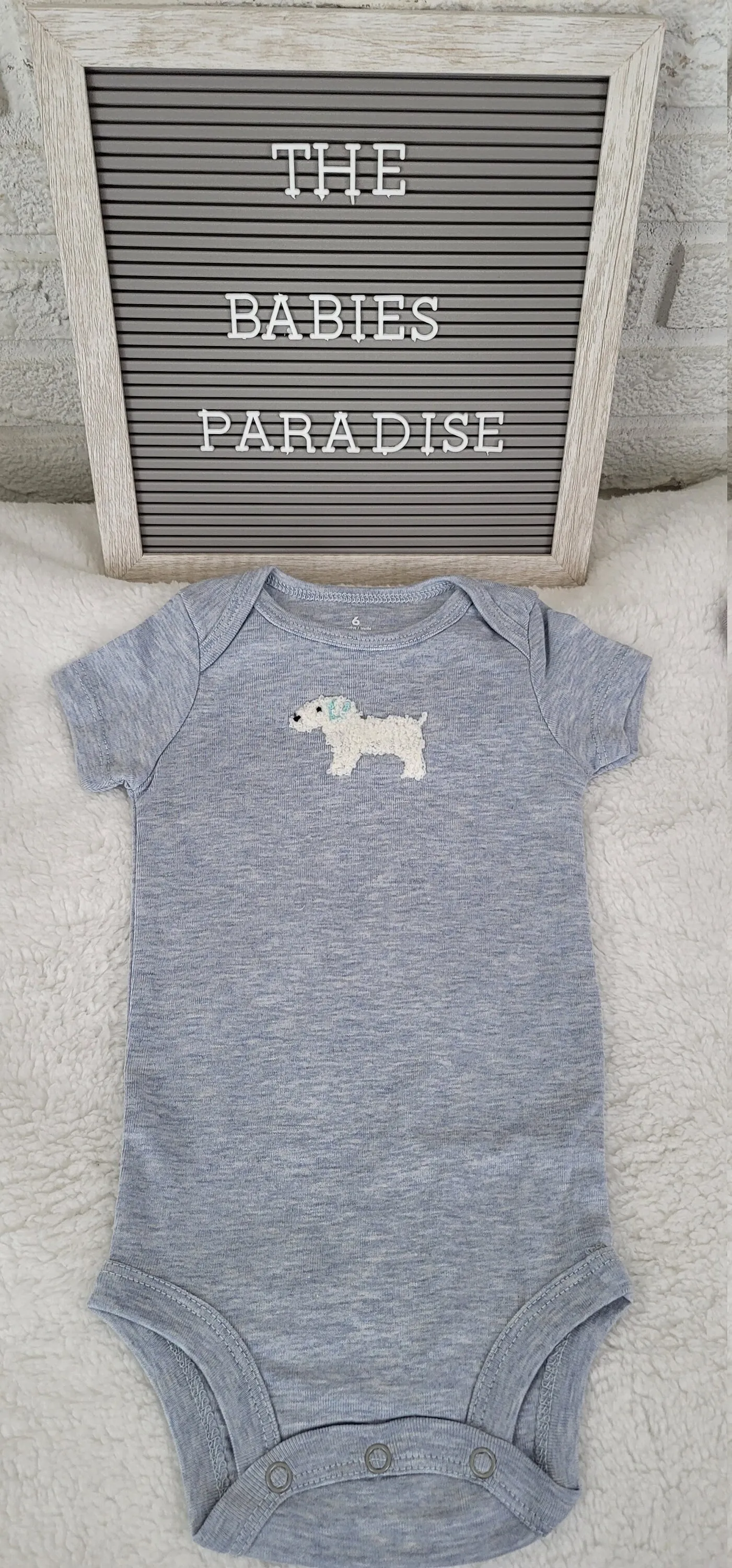 Baby Boy Onesie, Doggy Design Onesie,  Gray Onesie, 6 month Baby boy Onesie, Baby Bodysuit, Babyshower Gift, Trendy Onesie, Stylish onesie