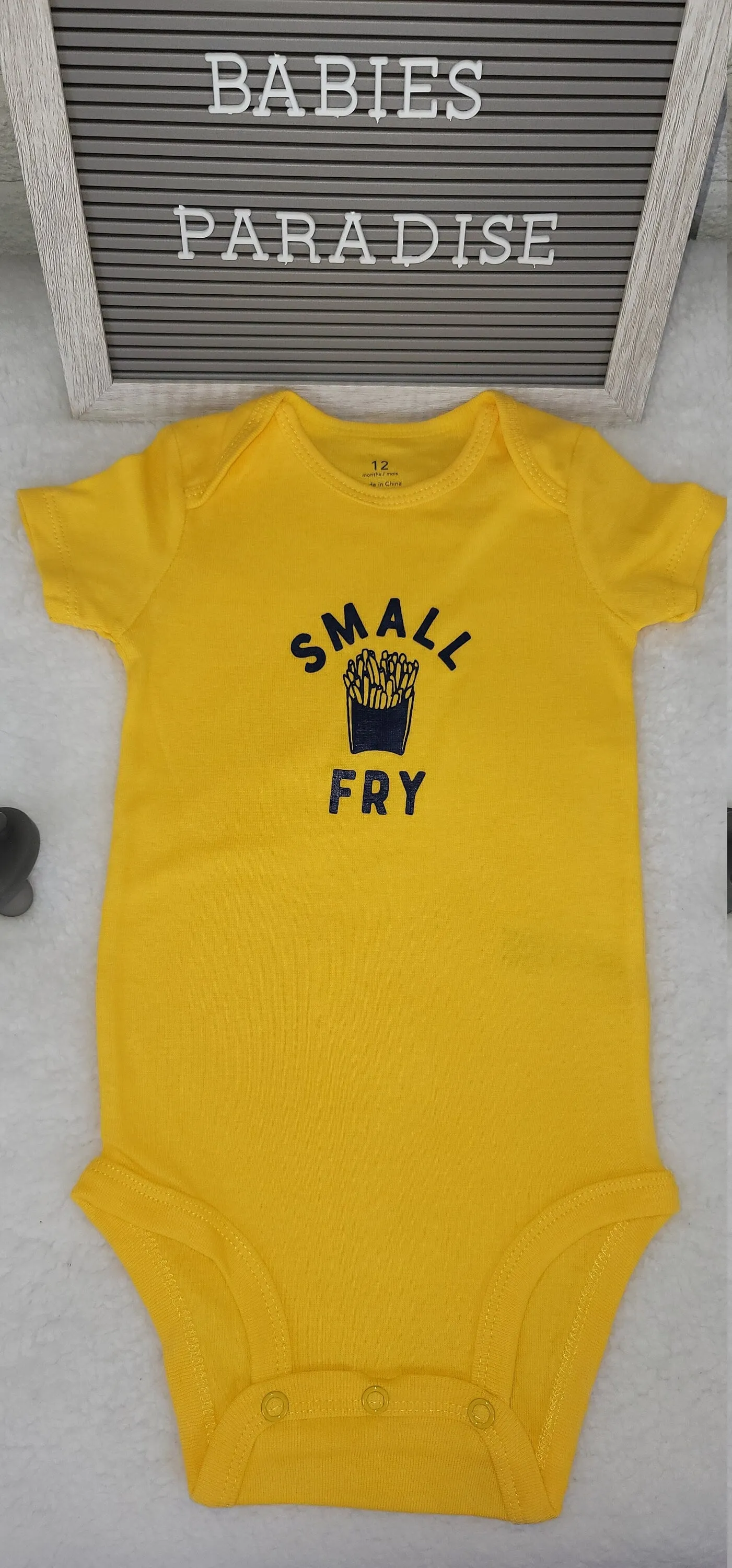 Baby Boy Onesie, French Fries Design Onesie,  Yellow Onesie, 12 month Baby Boy Onesie, French Fries Onesie, Funny quote onesie, BirthdayGift