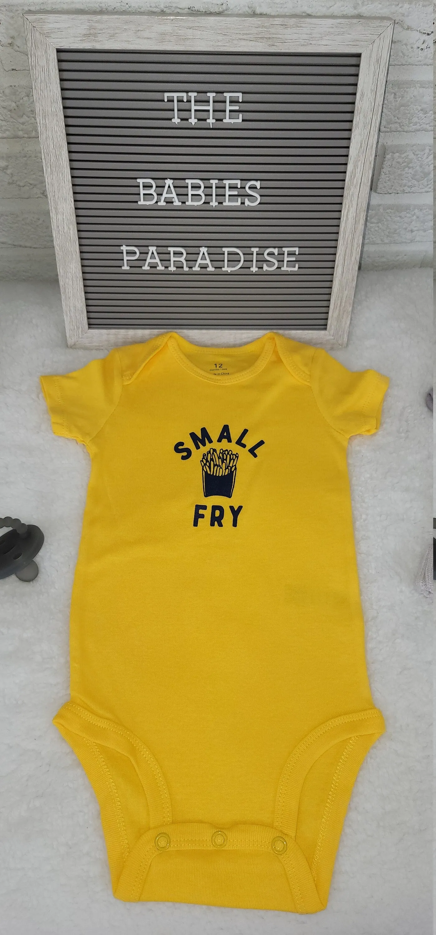 Baby Boy Onesie, French Fries Design Onesie,  Yellow Onesie, 12 month Baby Boy Onesie, French Fries Onesie, Funny quote onesie, BirthdayGift