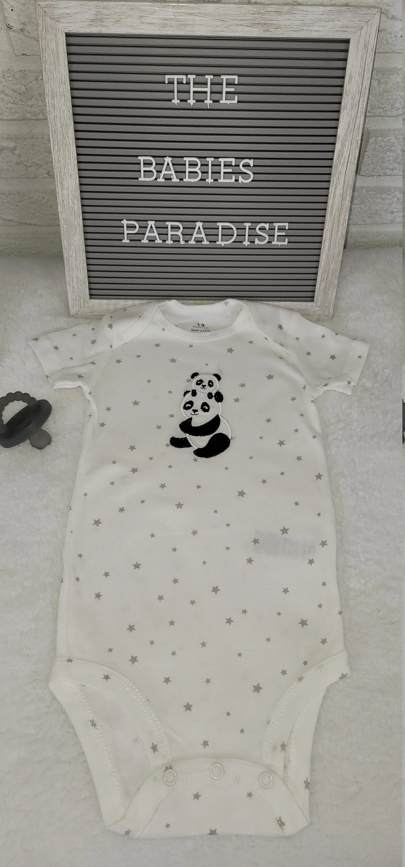 Baby Boy Onesie, Panda Design Onesie,  Star Design Onesie, 12 month Baby Boy Onesie, trendy onesie, Stylish Onesie, Trendy Bodysuit