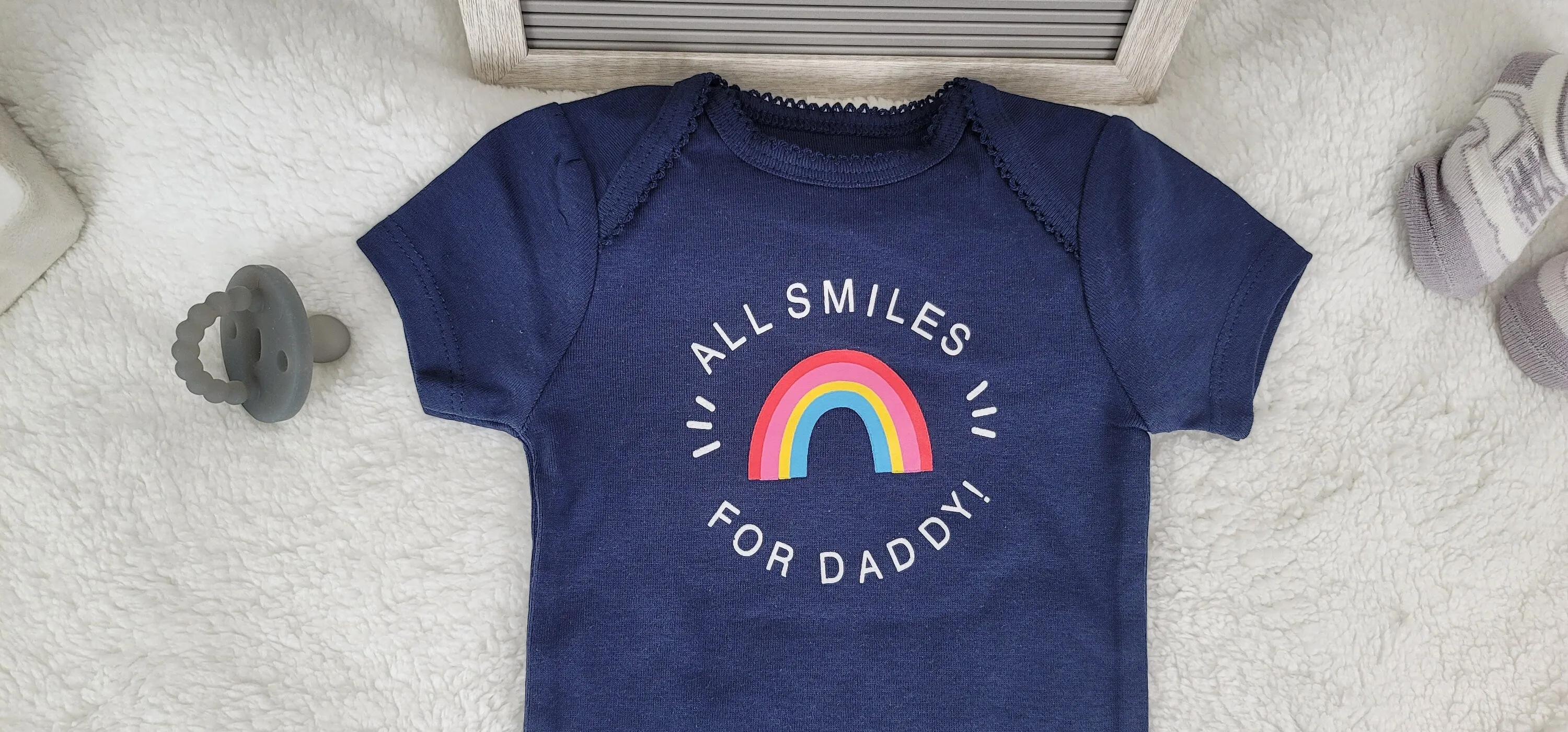 Baby Girl Onesie, All Smiles For Daddy Onesie, Blue Onesie, 9 month Baby Girl Onesie, Girls Onesie