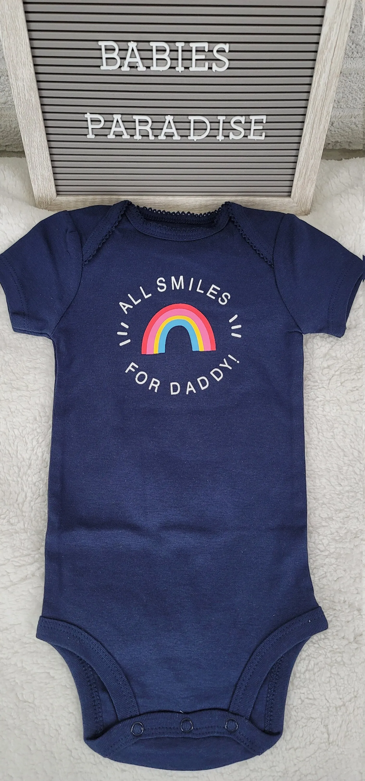 Baby Girl Onesie, All Smiles For Daddy Onesie, Blue Onesie, 9 month Baby Girl Onesie, Girls Onesie