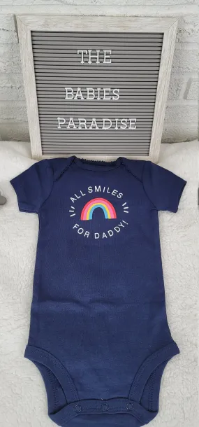 Baby Girl Onesie, All Smiles For Daddy Onesie, Blue Onesie, 9 month Baby Girl Onesie, Girls Onesie