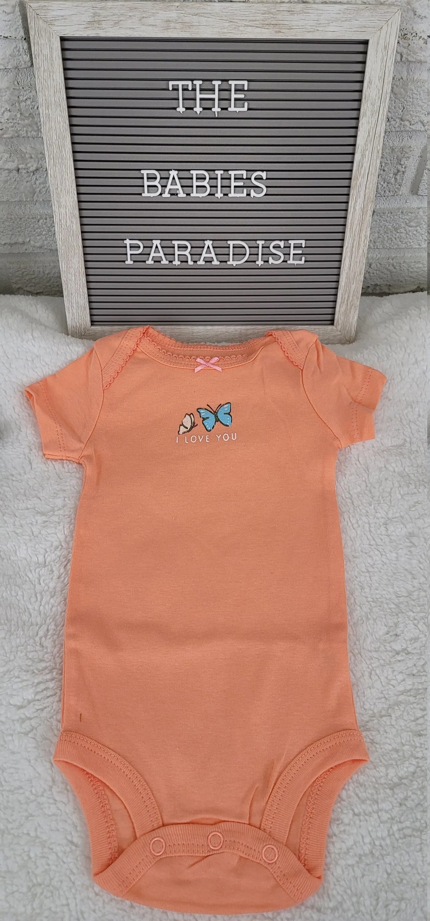 Baby Girl Onesie, I love you Onesie, Peach Onesie, 6 month Baby Girl Onesie, Trendy Onesie, Stylish Onesie