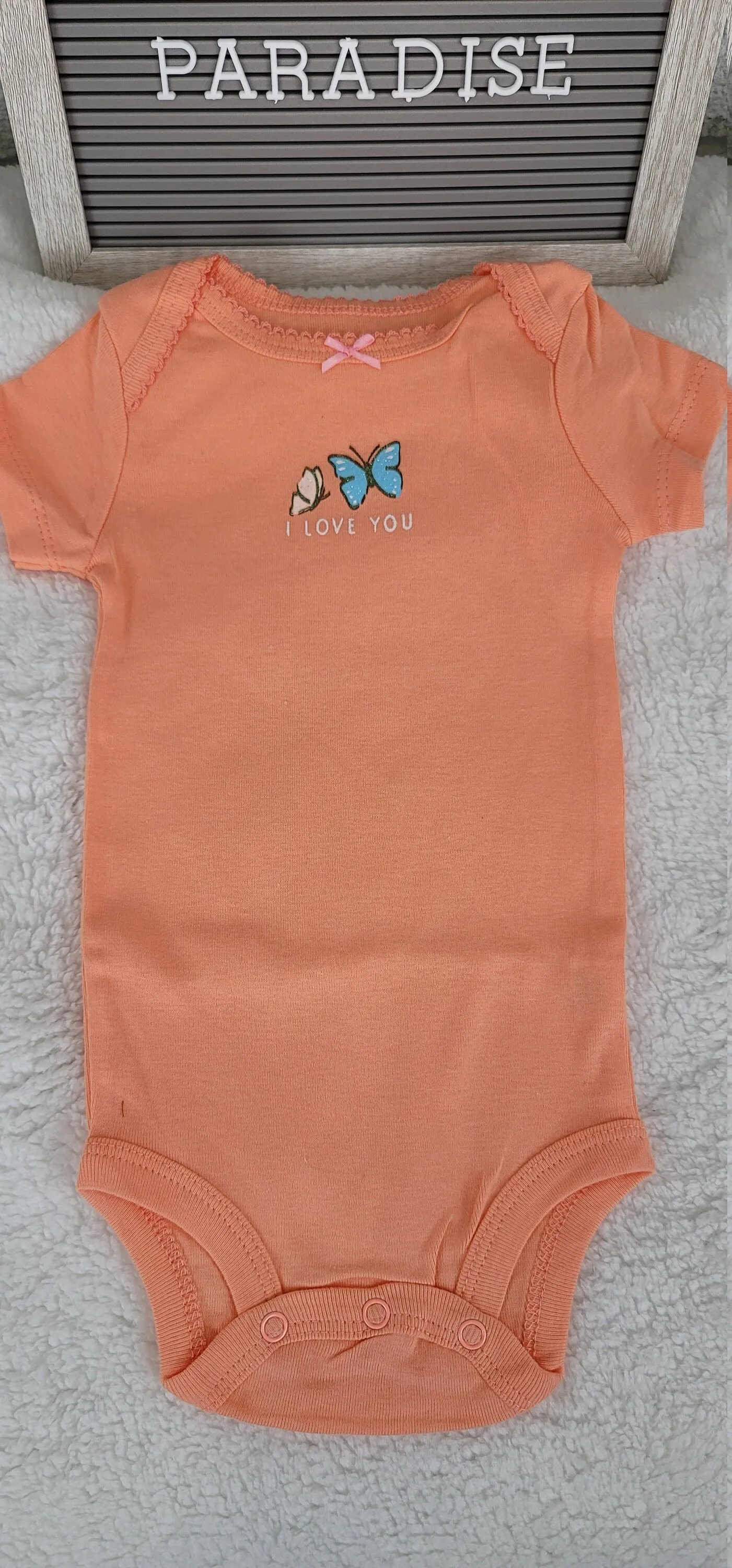 Baby Girl Onesie, I love you Onesie, Peach Onesie, 6 month Baby Girl Onesie, Trendy Onesie, Stylish Onesie