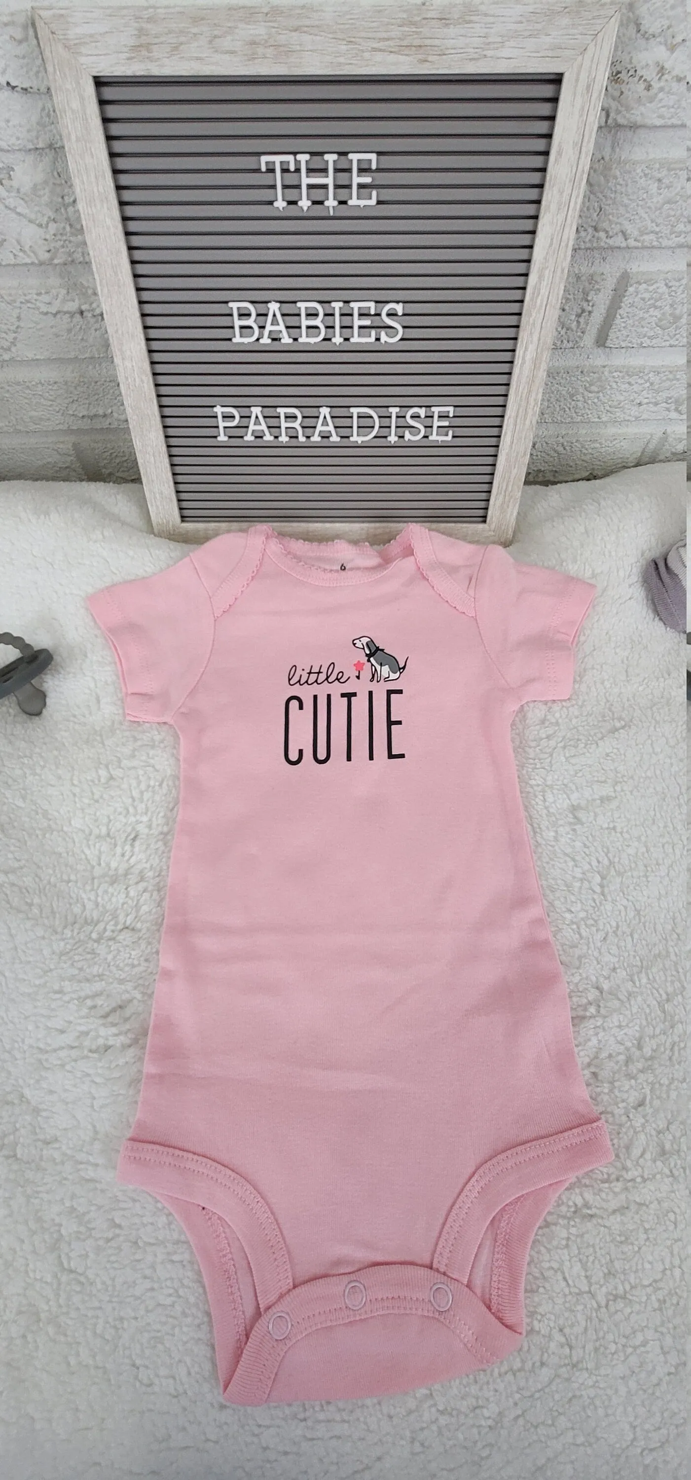 Baby Girl Onesie, Little Cutie Onesie, Pink Onesie, 6 month Baby Girl Onesie