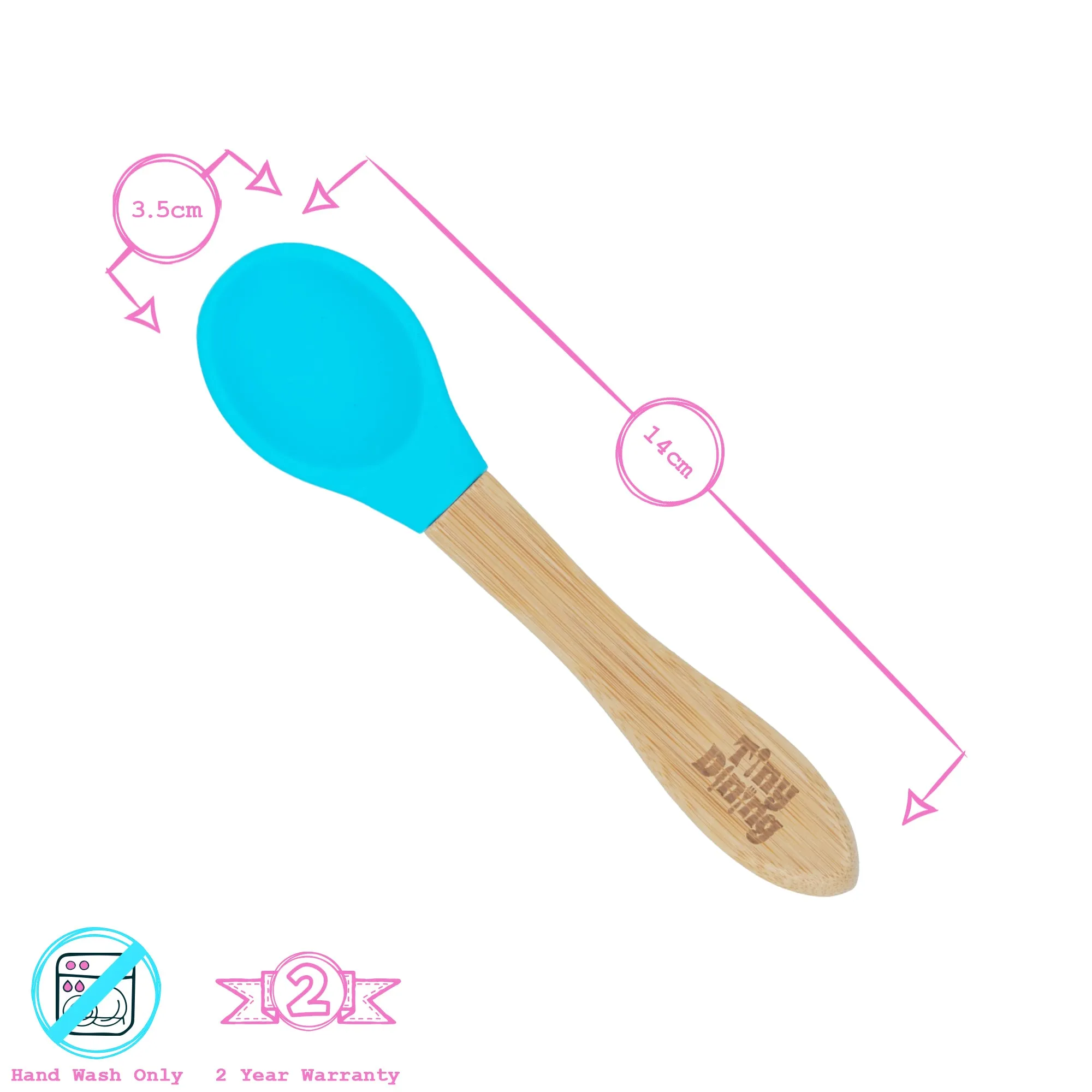 Bamboo Children's Spoon - Silicone Tip - Team Blue - Pack of 6