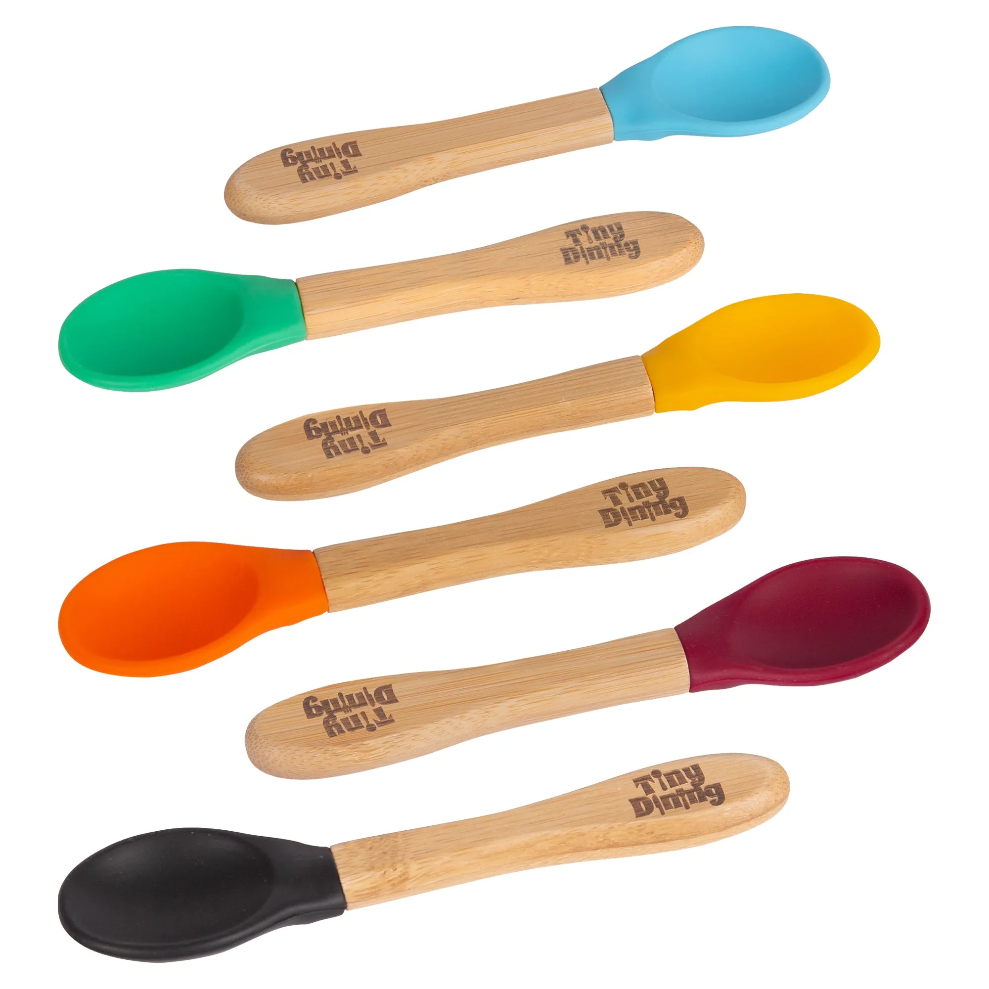 Bamboo Children's Spoon - Silicone Tip - Team Blue - Pack of 6