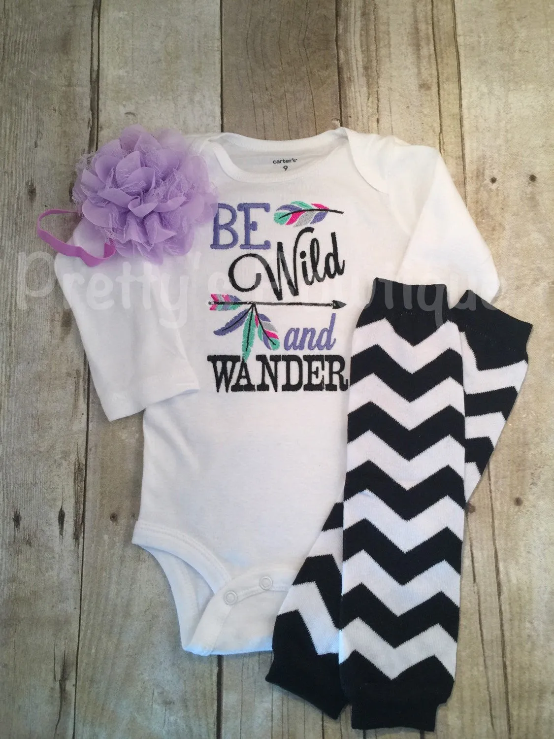 Be Wild and Wander Bodysuit or shirt, legwarmers, and  headband Set can be customized