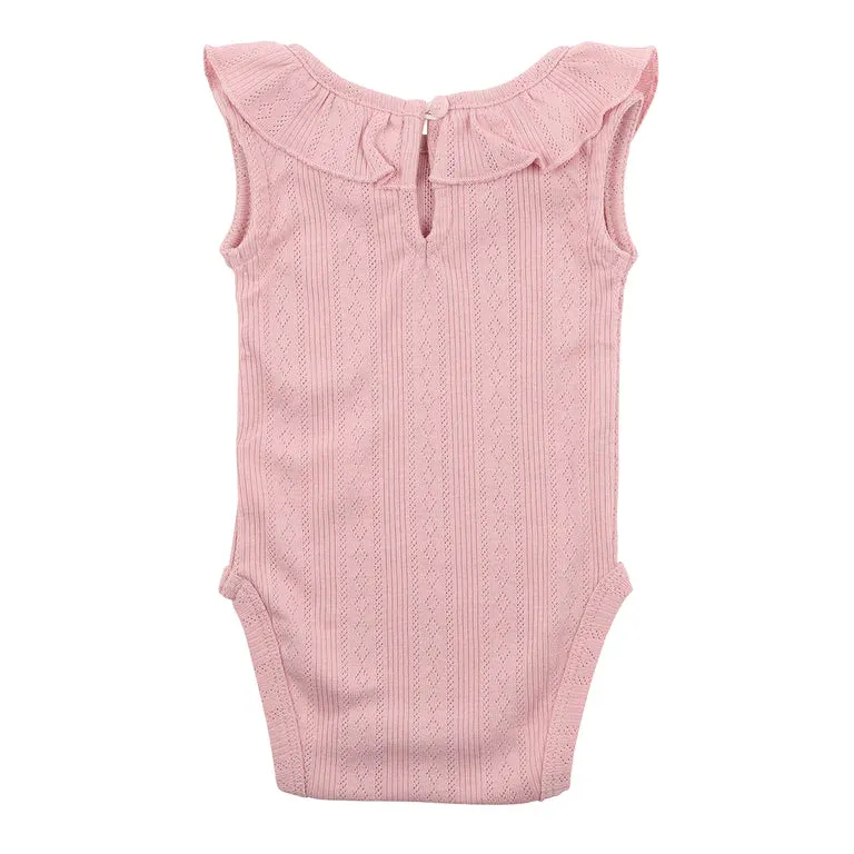 Bebe - Dusty Pink Pointelle Sleeveless Bodysuit