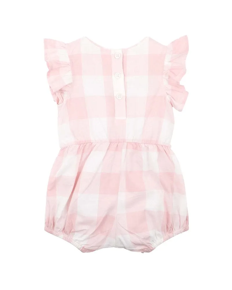 Bebe - Lara Embroidered Check Romper