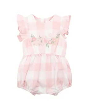 Bebe - Lara Embroidered Check Romper