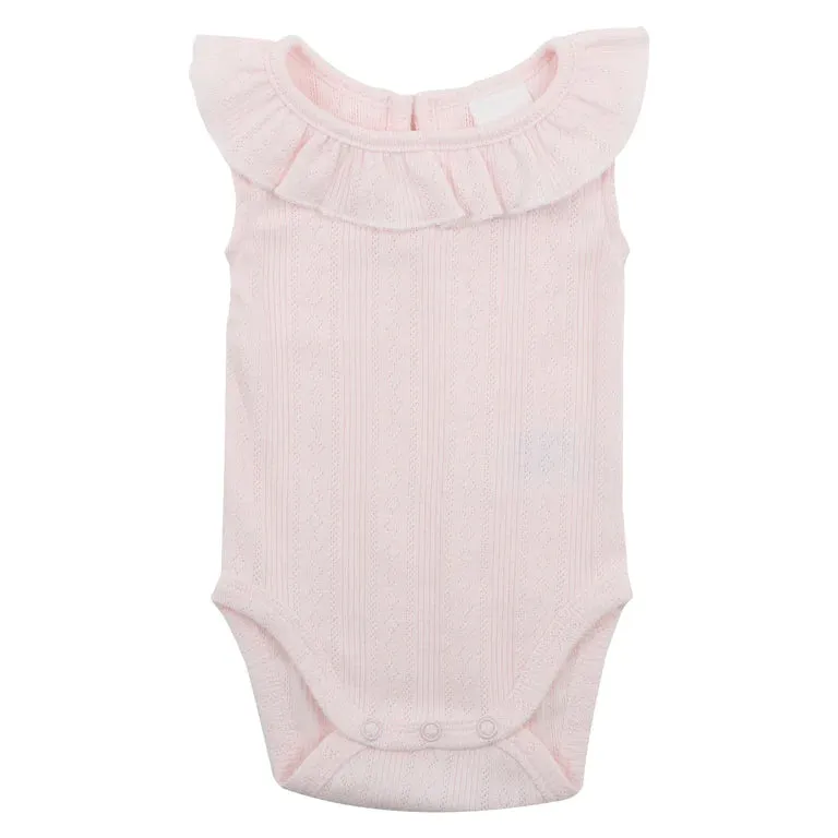 Bebe - Pink Pointelle Sleeveless Bodysuit