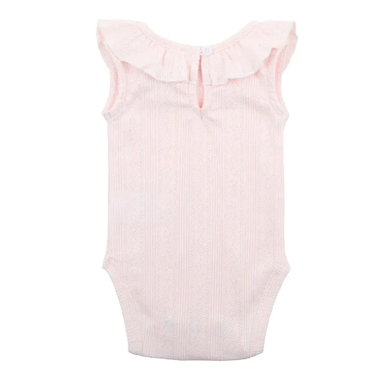 Bebe - Pink Pointelle Sleeveless Bodysuit