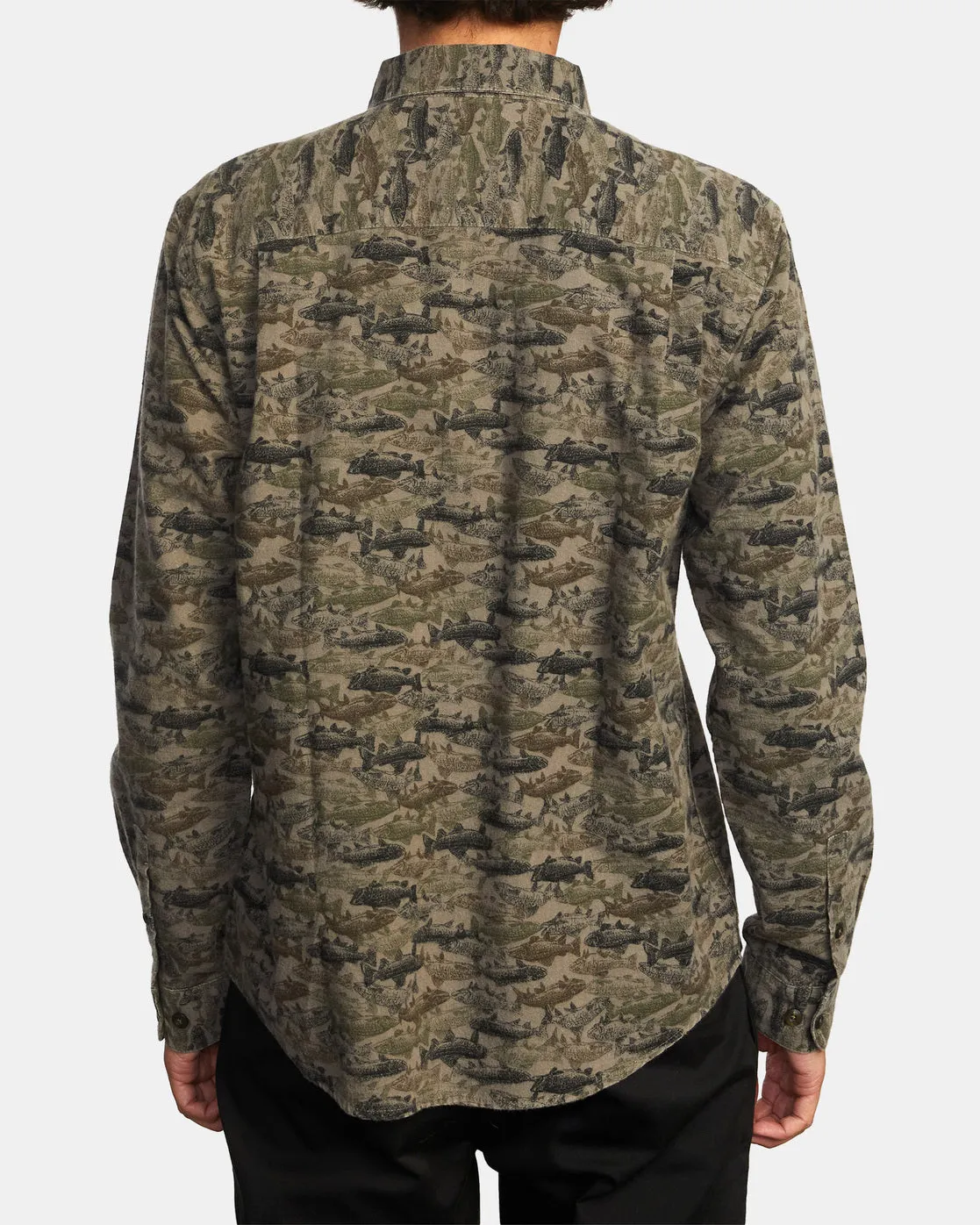 Ben Horton Fish Camo Long Sleeve Flannel Shirt - Camo