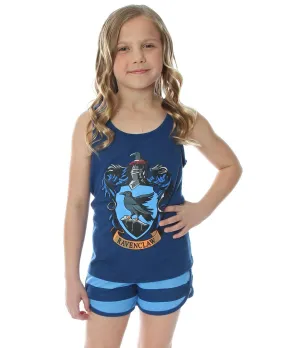 Big Girls Hogwarts House Crest Harry Potter Children's Hogwarts Tank Shorts Pajama Set