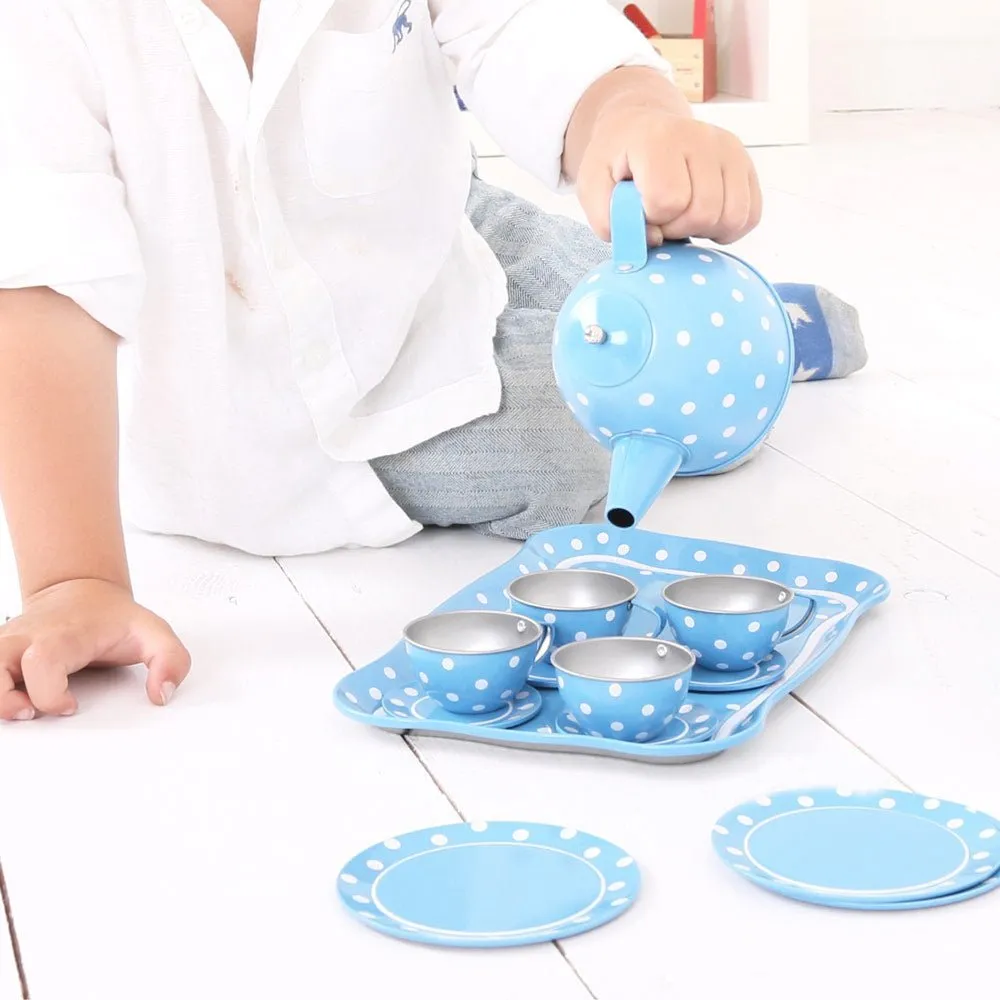 Blue Polka Dot Tea Set