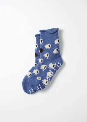 Blue Sheep Pile Room Socks