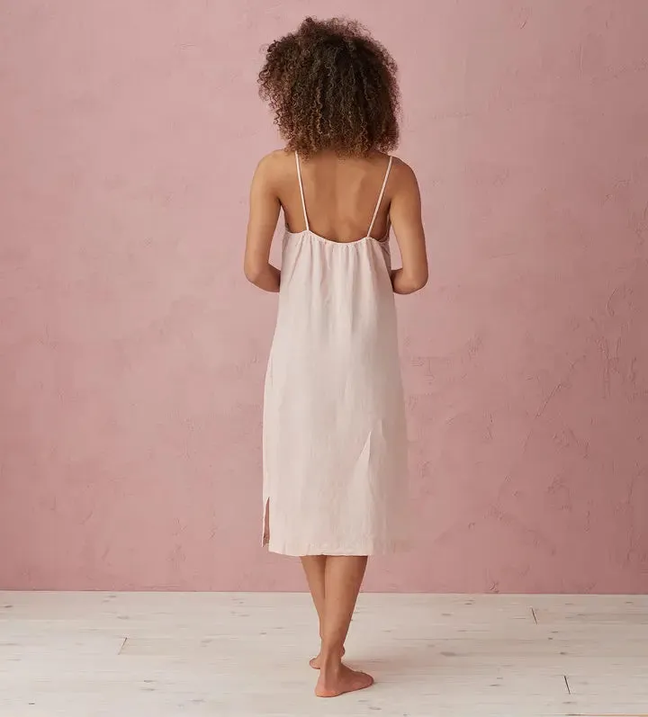 Blush Pink Alice 100% Linen Cami Nightie