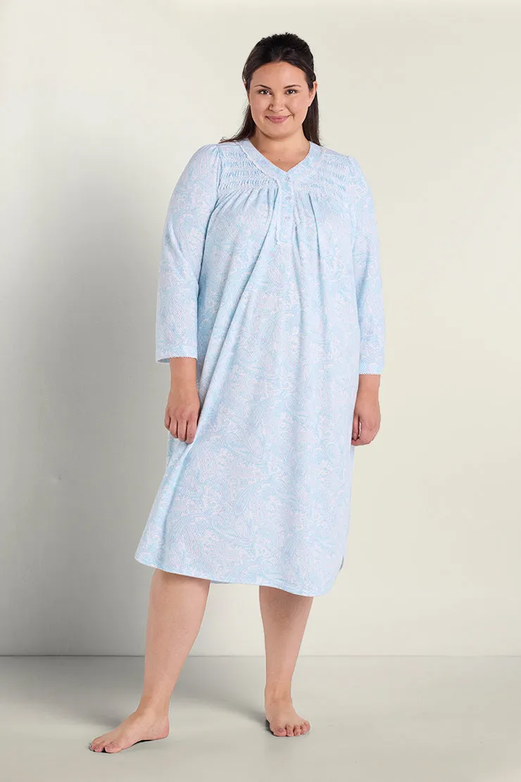 Brushed Honeycomb Long Nightgown