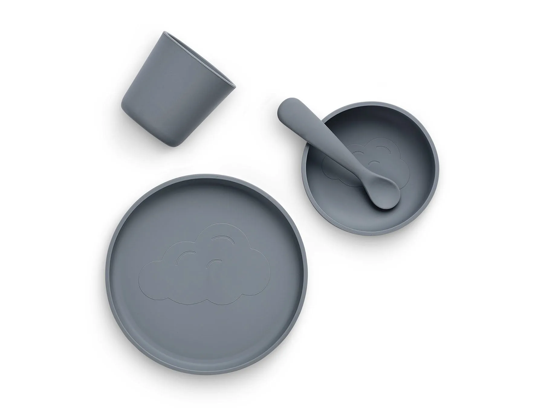 Children's Dinner Set Silicone - Storm Grey - 4 Pack