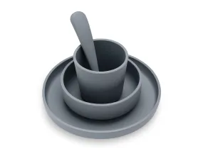 Children's Dinner Set Silicone - Storm Grey - 4 Pack