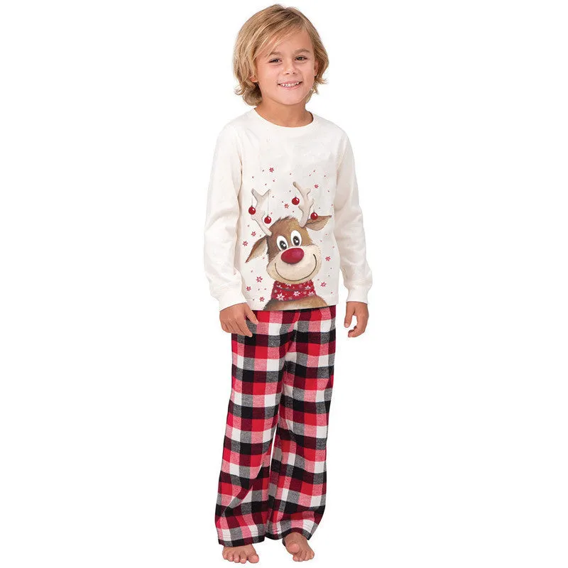 Christmas Elk Print Pajama Set Matching Family Pyjamas Xmas Nightwear