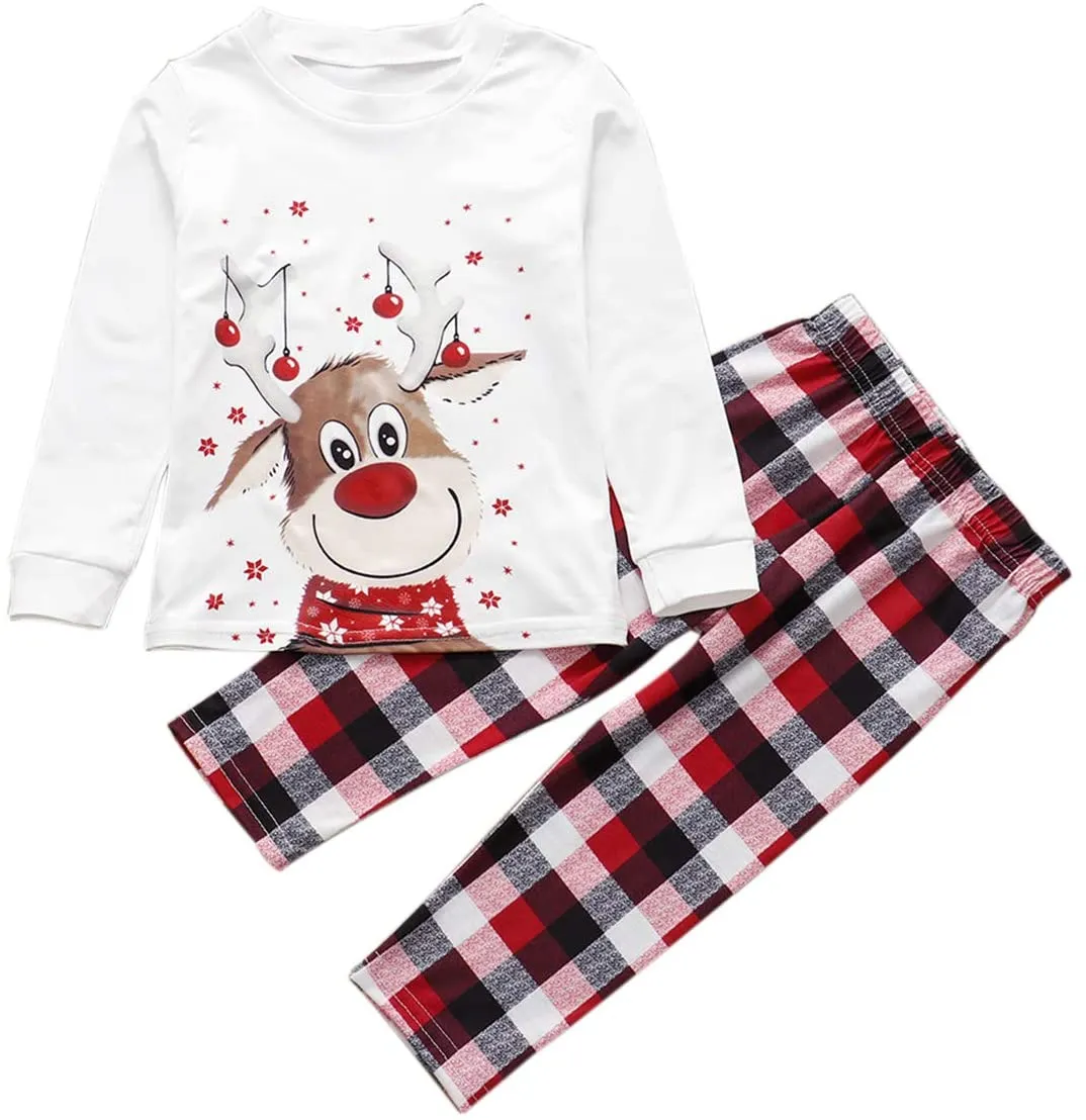 Christmas Elk Print Pajama Set Matching Family Pyjamas Xmas Nightwear