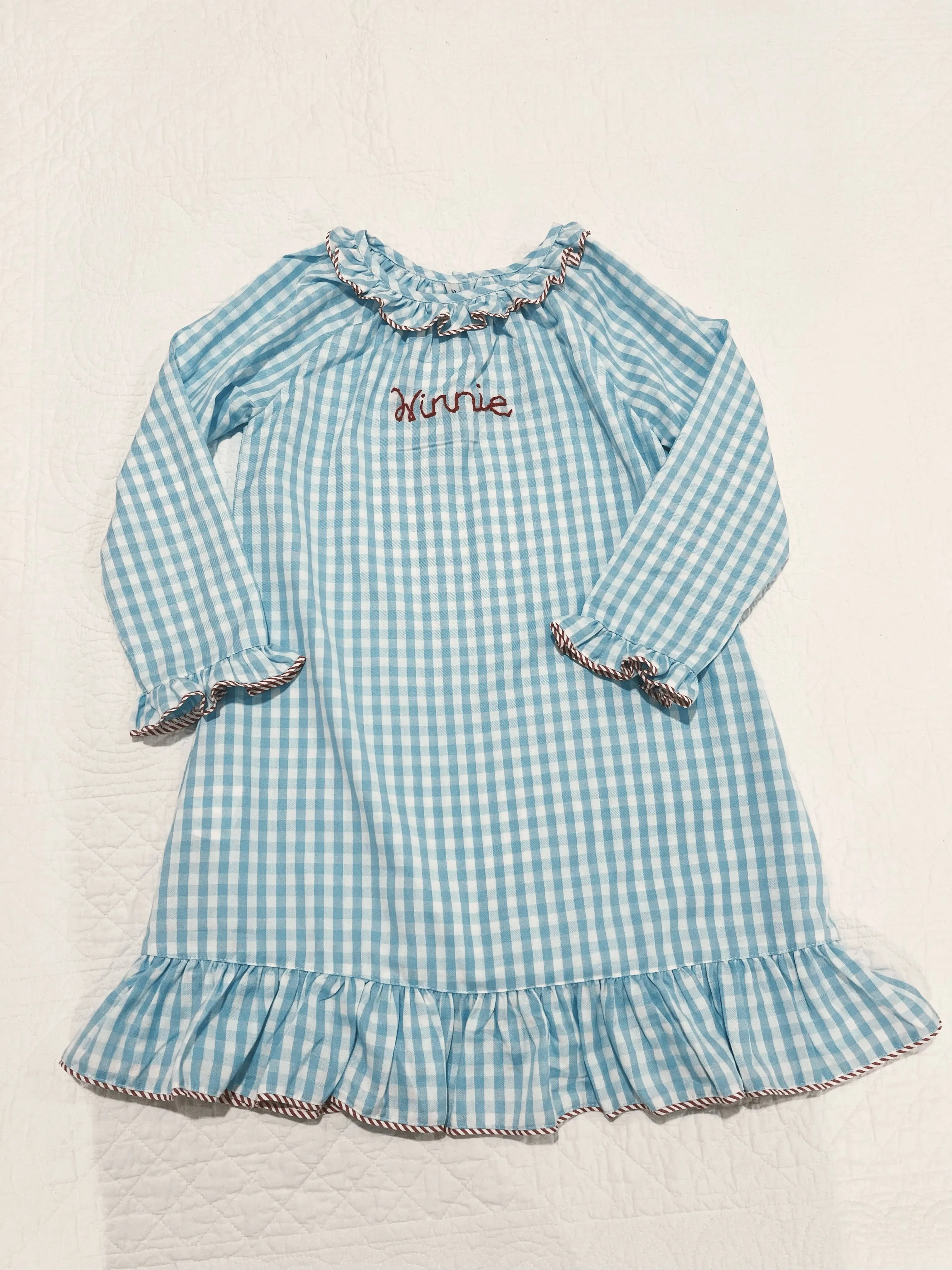 Christmas Pajamas 2024 Blue gingham gown