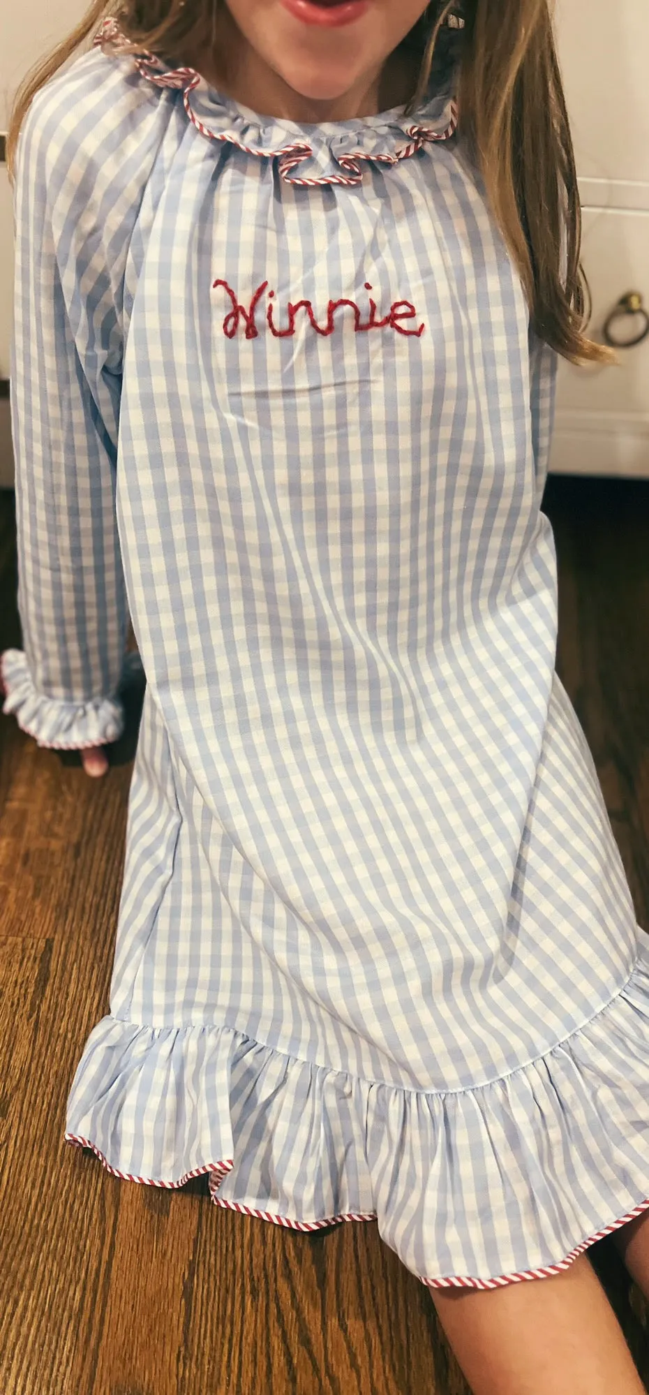 Christmas Pajamas 2024 Blue gingham gown