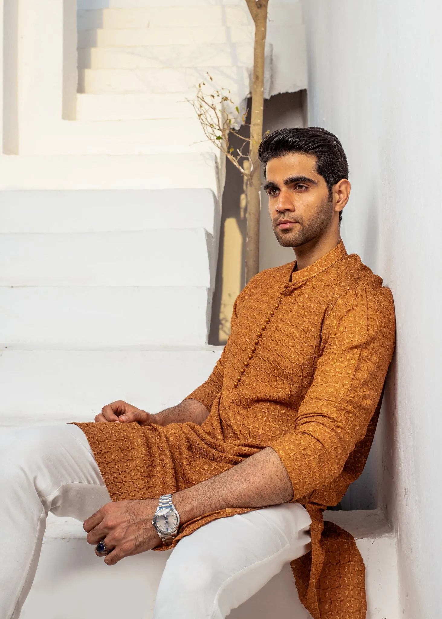 CK 726 Mustard Chicken Kari Kurta Pajama For Men