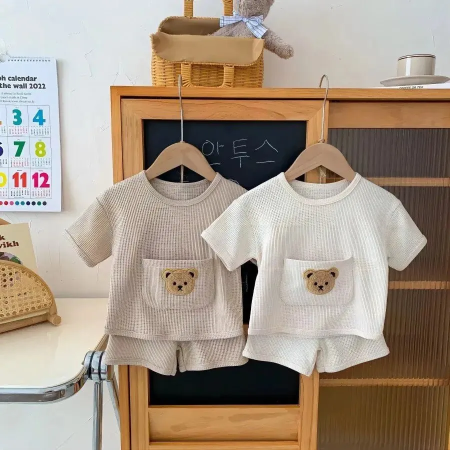 Cozy Teddy Bear Waffle Kids Set