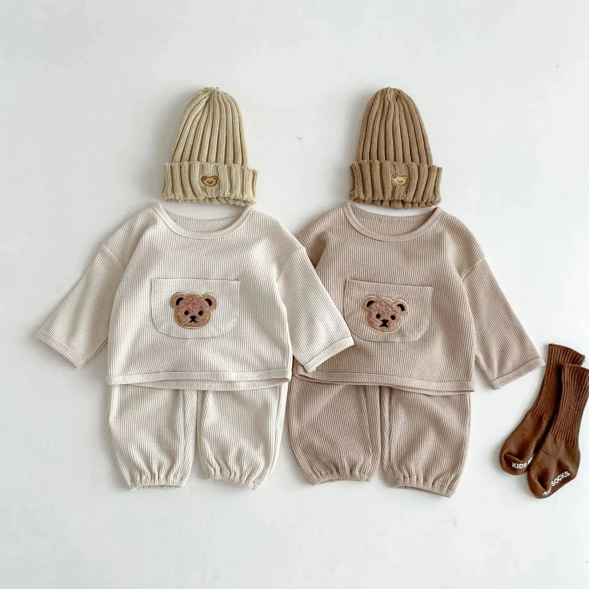 Cozy Teddy Bear Waffle Kids Set