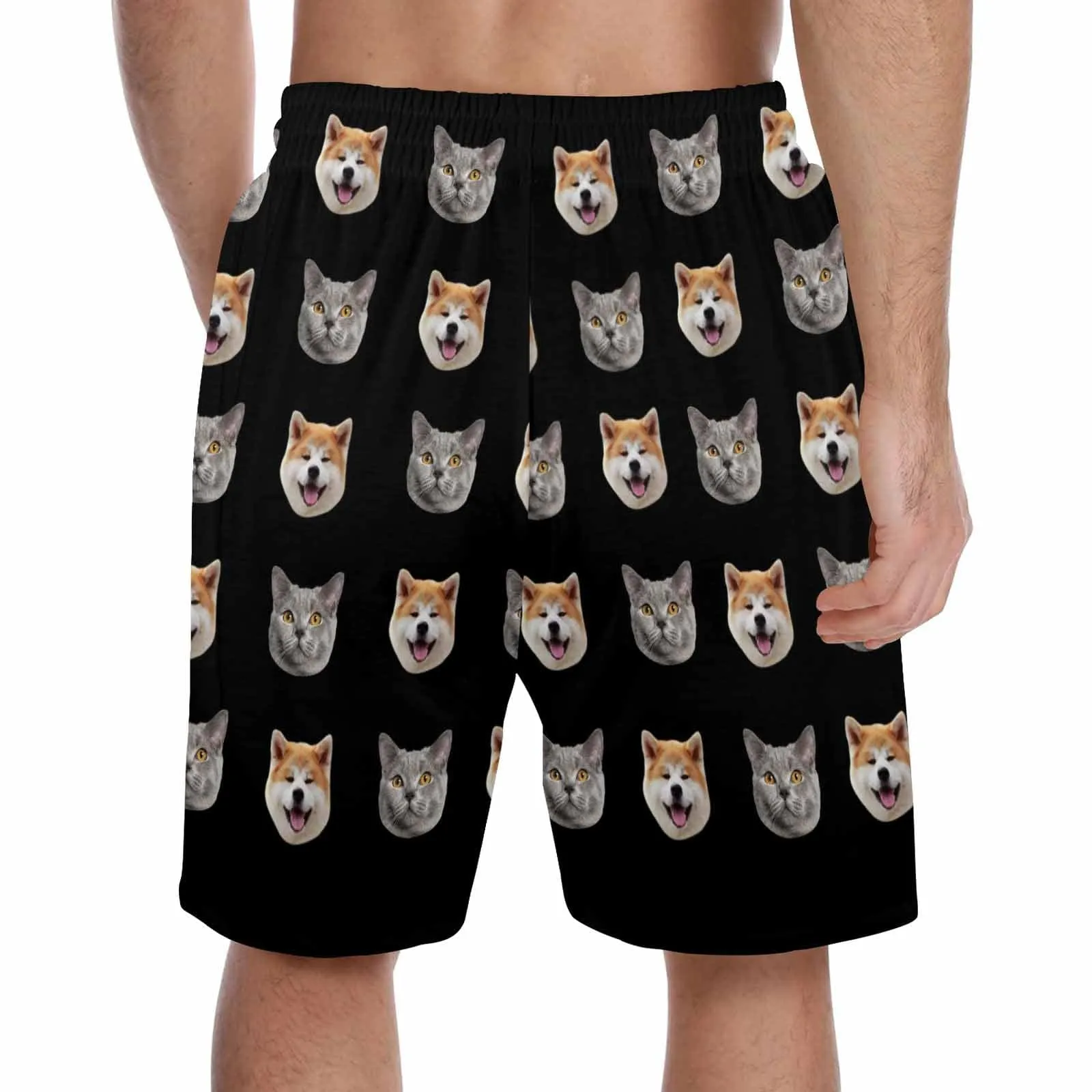 Custom Face Men's Pajama Shorts Personalized Pet Sleepwear Shorts