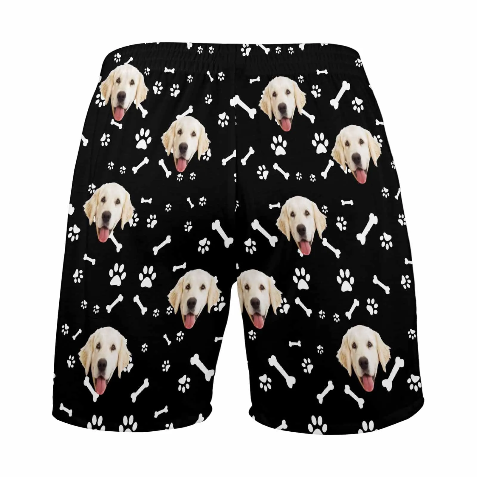 Custom Face Men's Pajama Shorts Personalized Smiley Dog Sleepwear Shorts