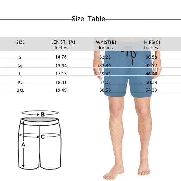 Custom Flag Swim Shorts with Personalized Face Design Stripe&Stars Men's Quick Dry Swim Shorts for Independence Day