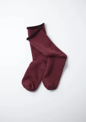 Doubleface Cozy Sleeping Socks in Wine and Bordeaux