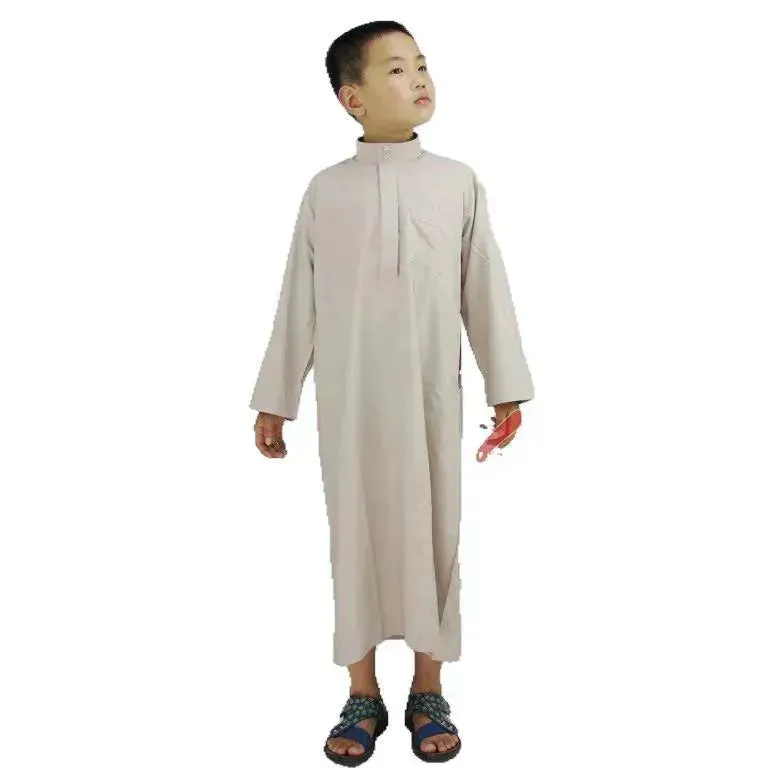 Fashionable and Elegant Washed Velvet Embroidered Stand Collar Arab  Small Male Robe Moroccan Men's Jalabiya