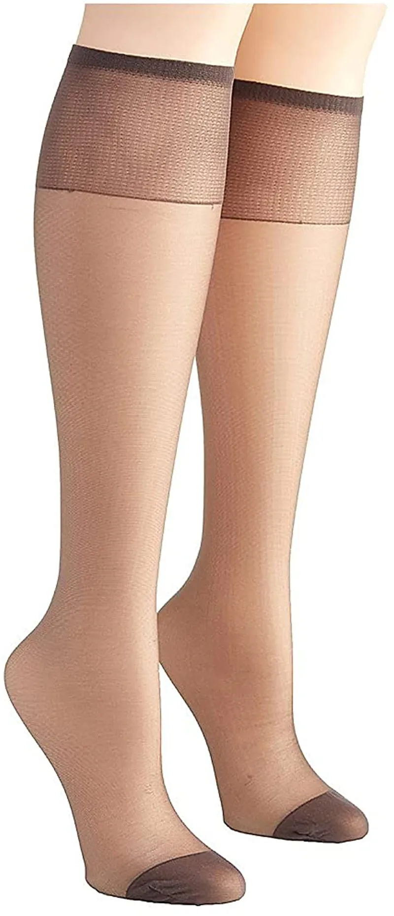 Hanes Silk Reflections Women's Knee High Reinforce Toe 2 Pack