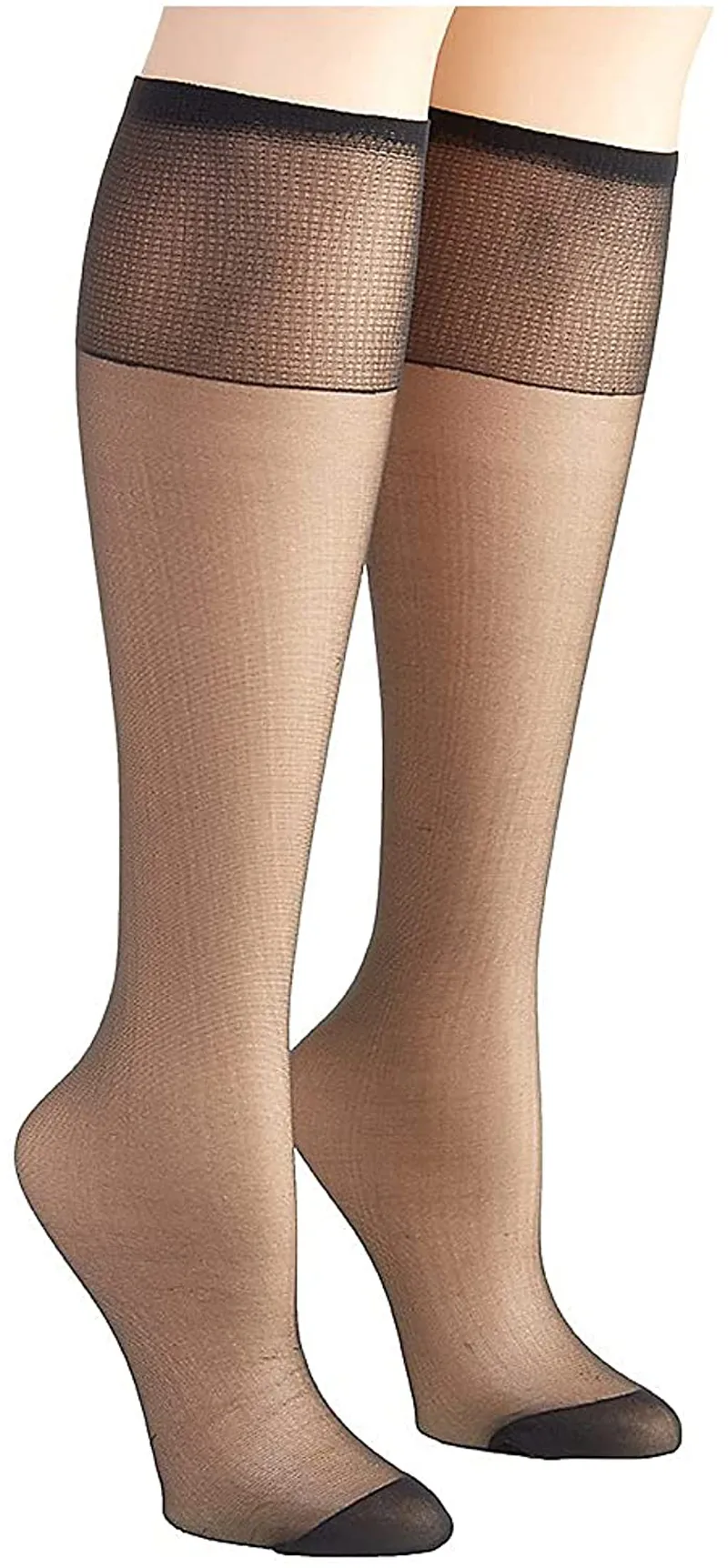 Hanes Silk Reflections Women's Knee High Reinforce Toe 2 Pack