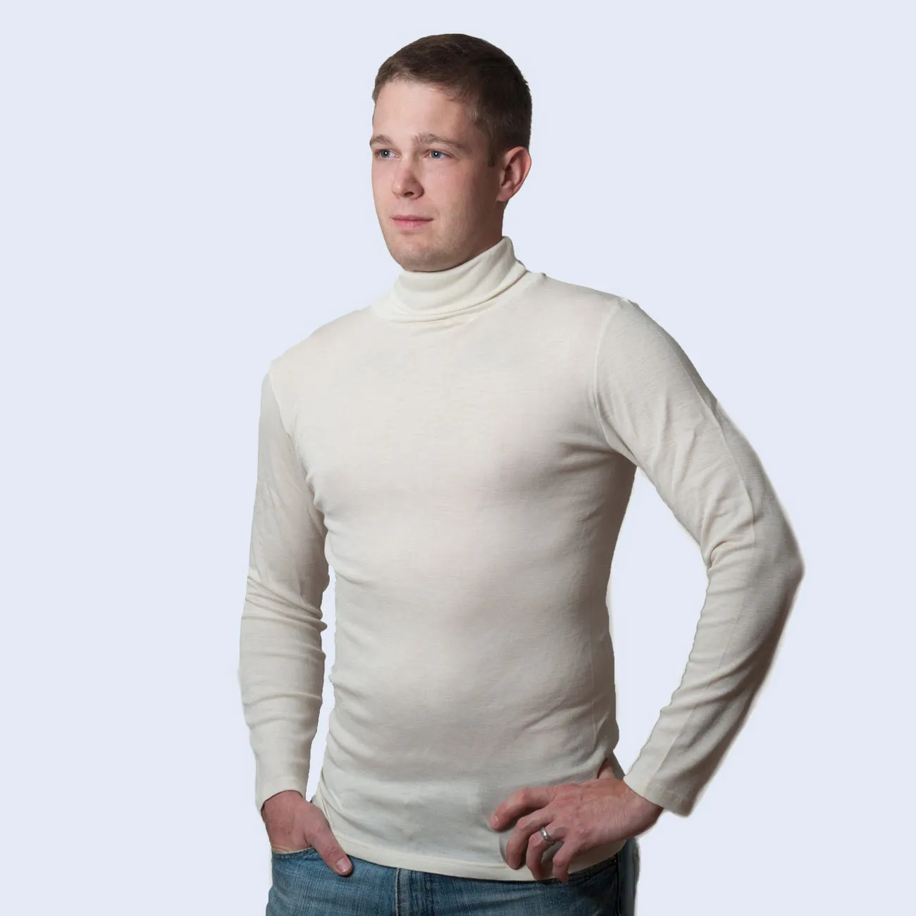 HOCOSA Organic Wool/Silk Undershirt, Polo Neck, for Men or Women