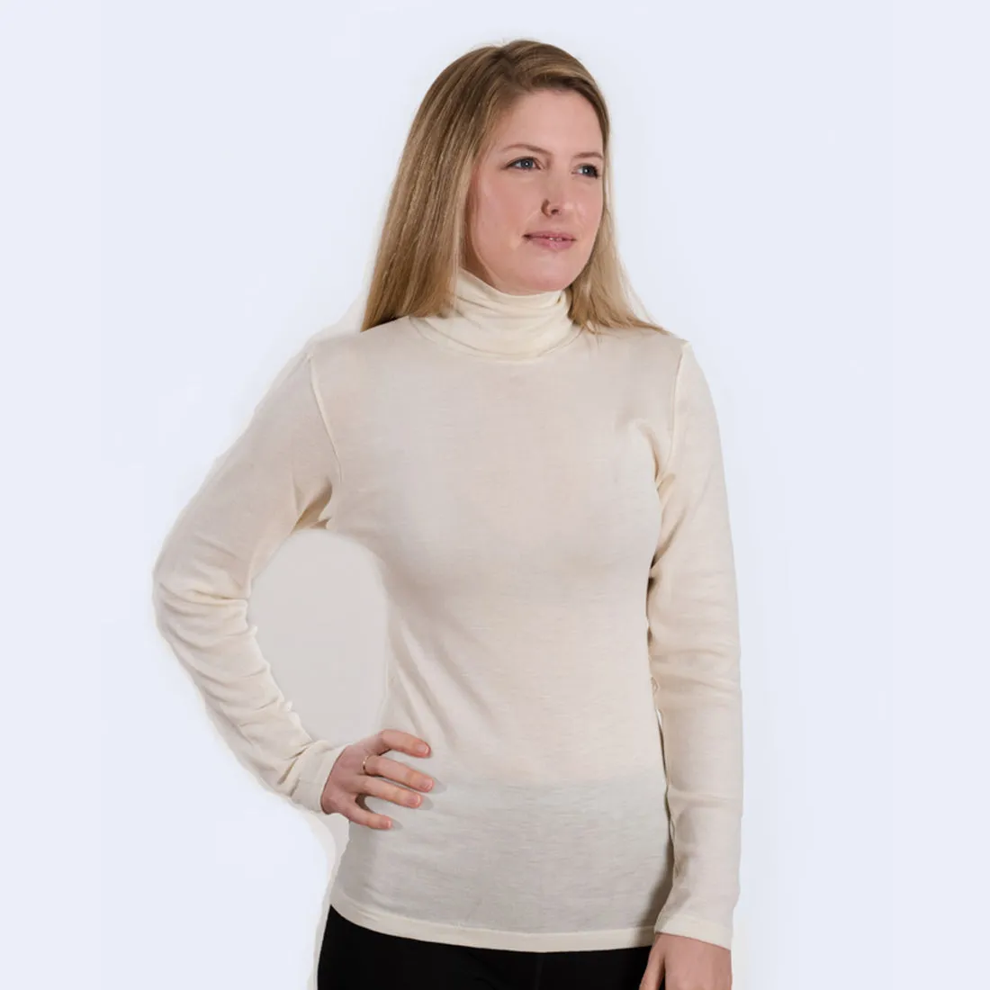 HOCOSA Organic Wool/Silk Undershirt, Polo Neck, for Men or Women