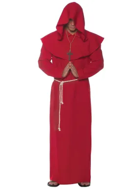 Hooded Red Monk Robe Mens Plus Size Costume