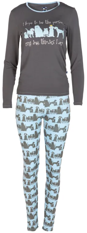 KicKee Pants London Dogs Women's Long Sleeve Fitted Pajama Set