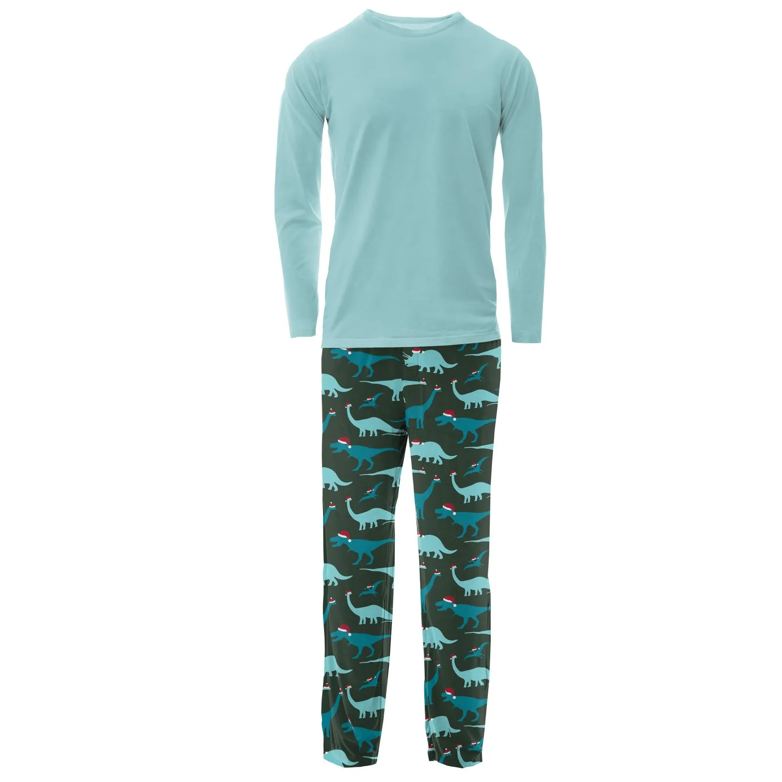 KicKee Pants Santa Dinos Men's L/S Pajama Set